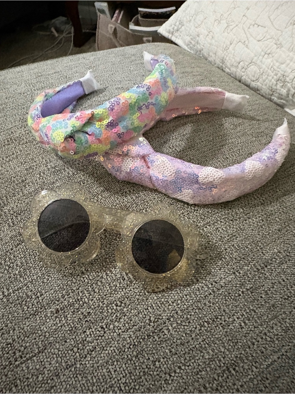 Kids Sequin  Headbands and Glitter Sunglasses Set - Pink Multi